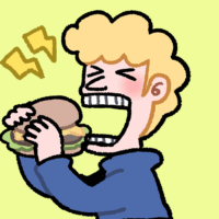 ハンバーガーをほおばる男の子